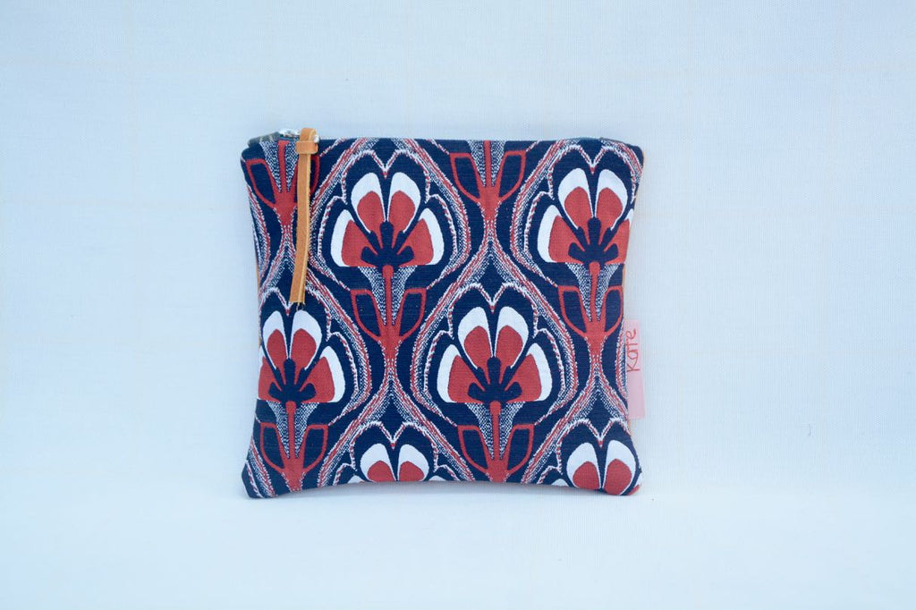 Navy and Red Floral Clutch