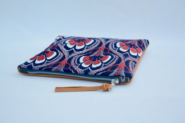 Navy and Red Floral Clutch