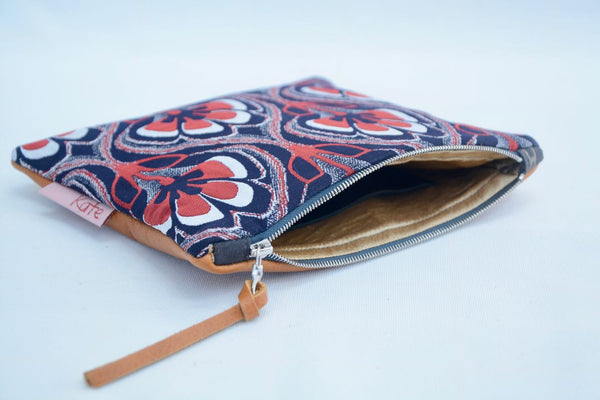 Navy and Red Floral Clutch