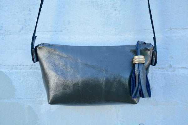 Deep Olive Green Leather Shoulder Bag