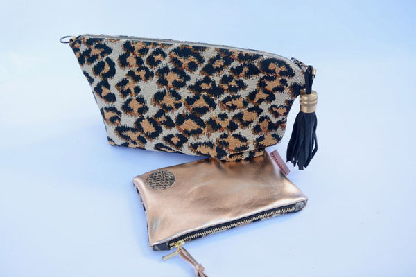 Leopard Spot and Gold Leather Purse