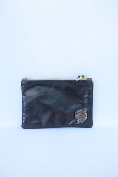 Graphic Print and black Leather Purse