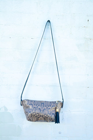Glam! Snake-print Leather Shoulder Bag