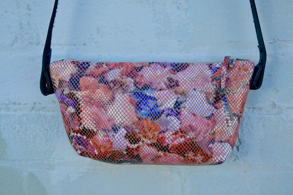 Floral Snake Skin Leather Shoulder Bag