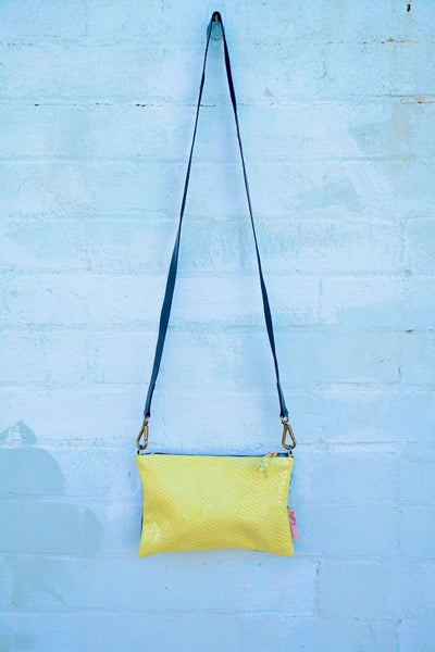 Yellow Snake Leather Small Cross-Body Bag