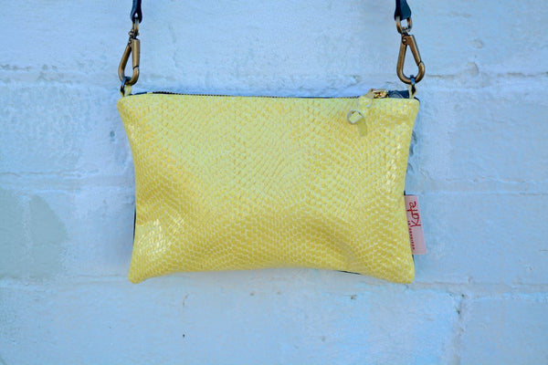 Yellow Snake Leather Small Cross-Body Bag
