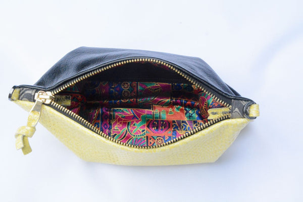 Yellow Snake Leather Small Cross-Body Bag