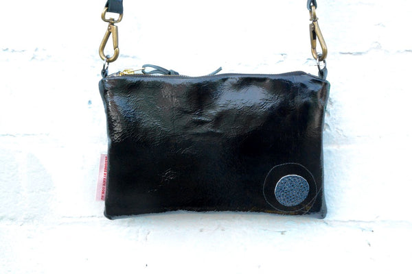 Emerald Metallic Leopard Print and Leather small cross-body bag