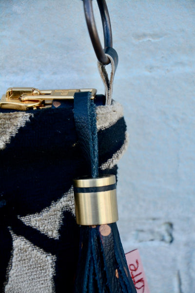 Winter Leaves - Velvet and Gold Leather small cross-body bag