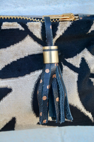 Winter Leaves - Velvet and Gold Leather small cross-body bag