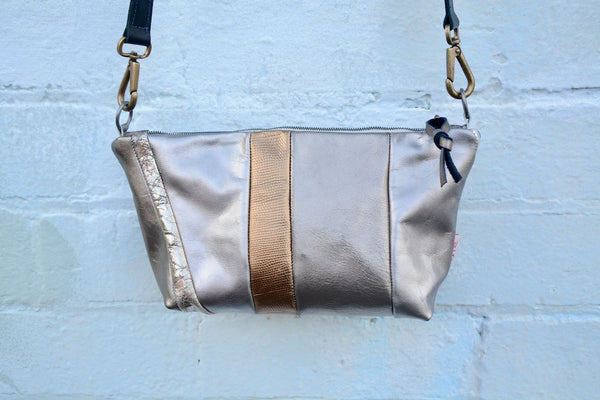 Silver Tones Leather Shoulder bag