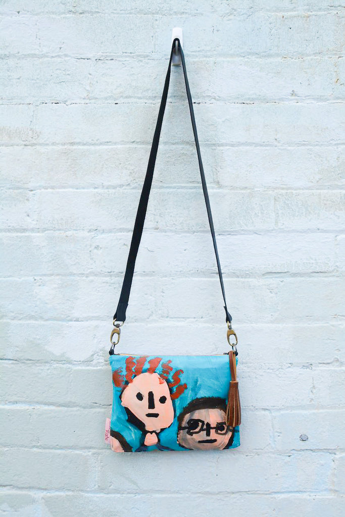 Faces  Original Painting by artist Digby Webster Cross Body bag