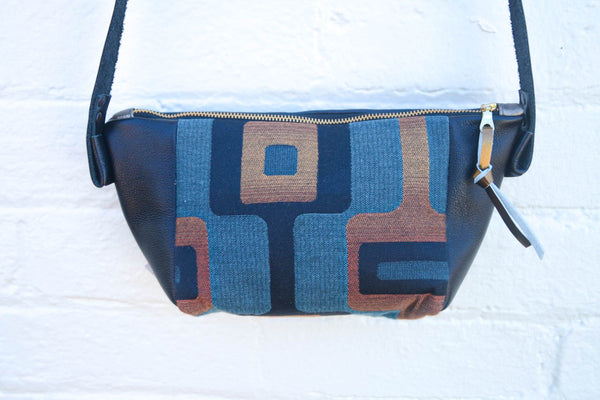 Groovy! Pewter And Bronze Upholstery leather shoulder bag