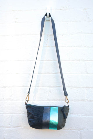 Green Bolt! Re Purposed Leather Shoulder Bag