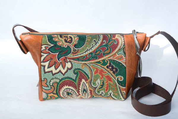 Vintage Autumn Upholstery Leather Handbag- Large