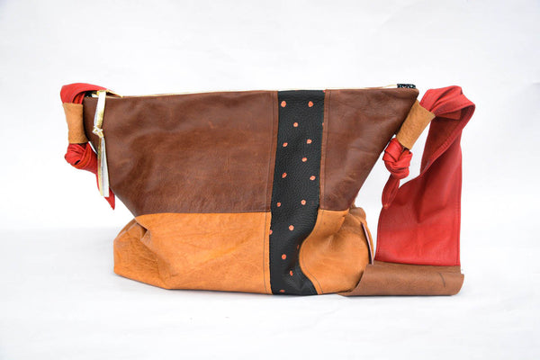 Re-Purposed Leather Cushion Slouch Bag #2