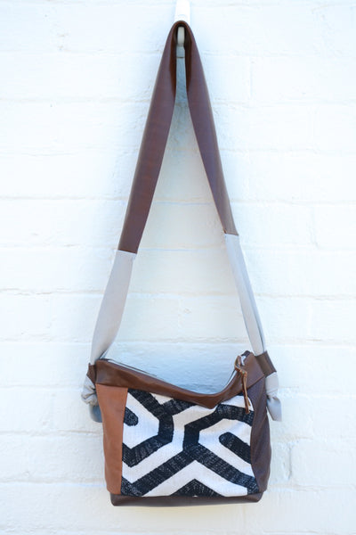 Geometric Leather Large Slouch Bag