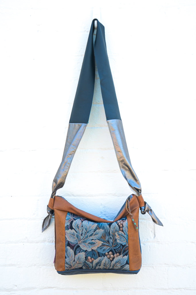 Blue Leaf Leather Large Slouch Bag