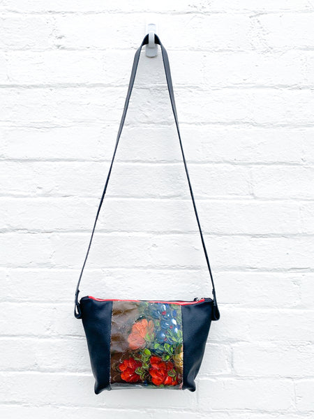 Still Life with Flowers Oil painting and Leather Shoulder Bag