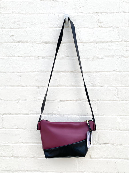 Pink and Black Trash bag! Re Purposed Leather Shoulder Bag