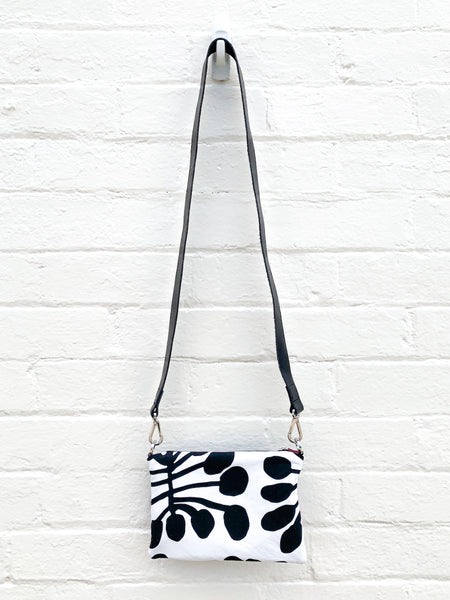 Watiya Tjuta Indigenous Print and Leather cross-body bag