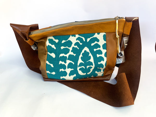 Teal Leaf Large Leather Slouch Bag