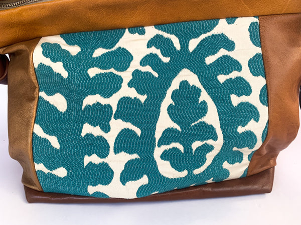 Teal Leaf Large Leather Slouch Bag