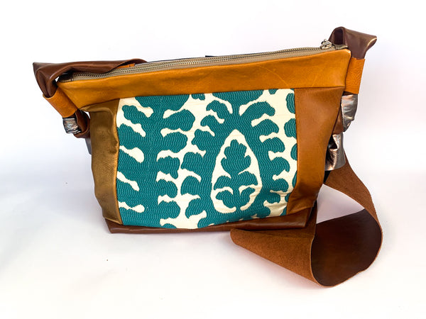 Teal Leaf Large Leather Slouch Bag