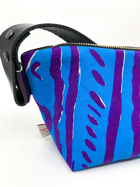 Purple Squiggles Vintage Mambo Screen Print Leather Shoulder Bag