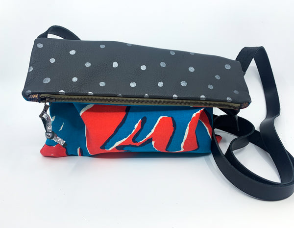Blue Dog Mambo print Foldover bag