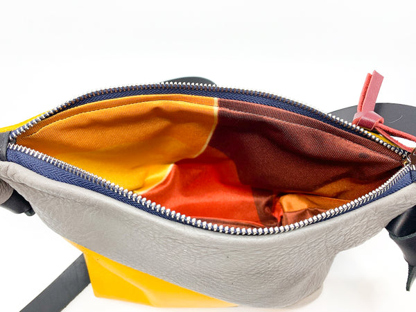 Yellow Horizon Repurposed Leather Shoulder Bag