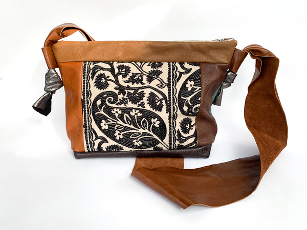 Paisley Leather Large Slouch Bag