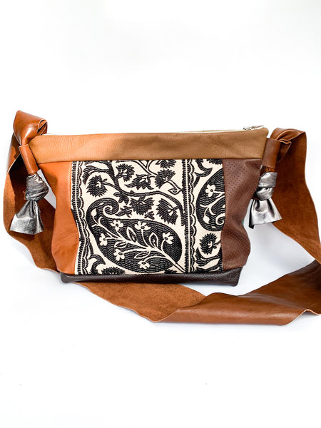 Paisley Leather Large Slouch Bag