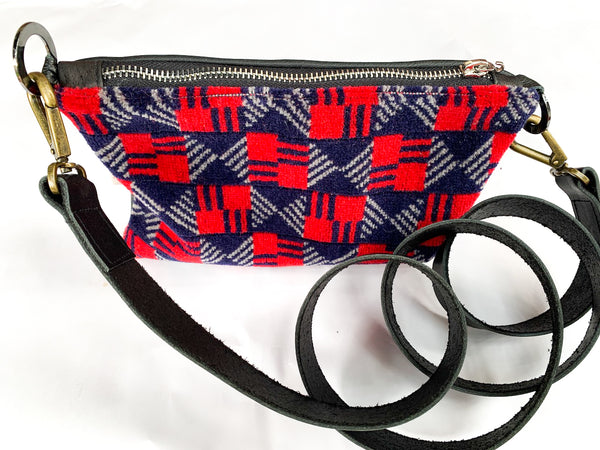 Check Central Line Moquette Leather Cross Body Bag