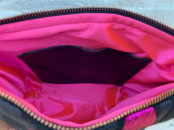 Pink Metallic Leopard cross-body bag