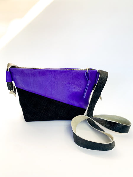 Electric Blue Repurposed Leather Shoulder Bag