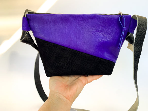 Electric Blue Repurposed Leather Shoulder Bag