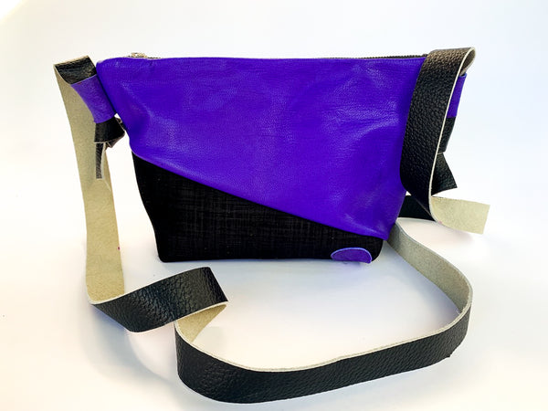 Electric Blue Repurposed Leather Shoulder Bag