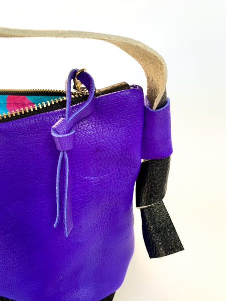Electric Blue Repurposed Leather Shoulder Bag