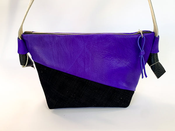 Electric Blue Repurposed Leather Shoulder Bag