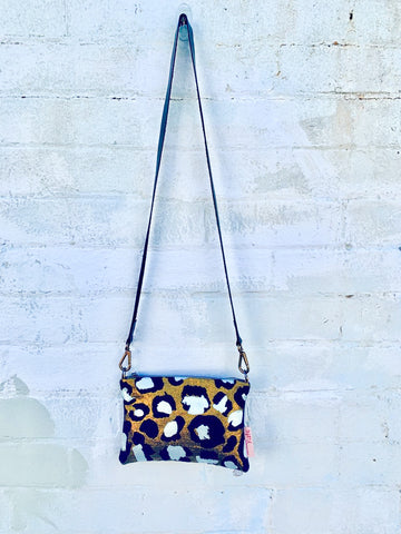 Gold Leopard Print and Leather small cross-body bag