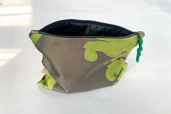 Green Flames Silk/Leather Clutch