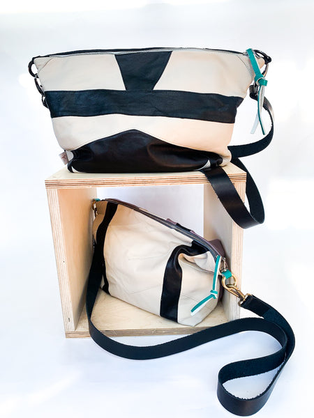 Repurposed Leather Dress Large Shoulder Bag