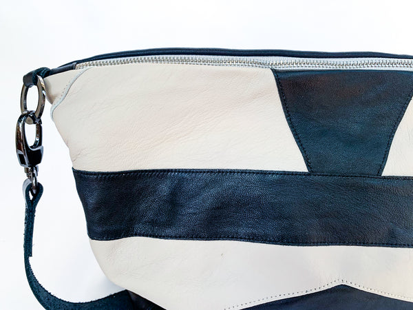 Repurposed Leather Dress Large Shoulder Bag