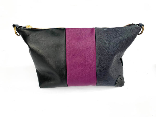 Loretta Re Purposed Black Leather Shoulder Bag