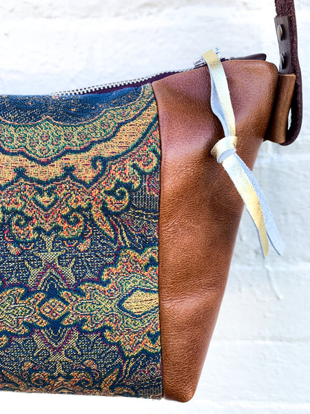 Boho Brown Upholstery Leather Handbag- Large
