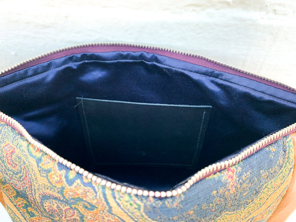 Boho Brown Upholstery Leather Handbag- Large