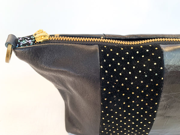 90s sleeve Black Re Purposed Leather Shoulder Bag