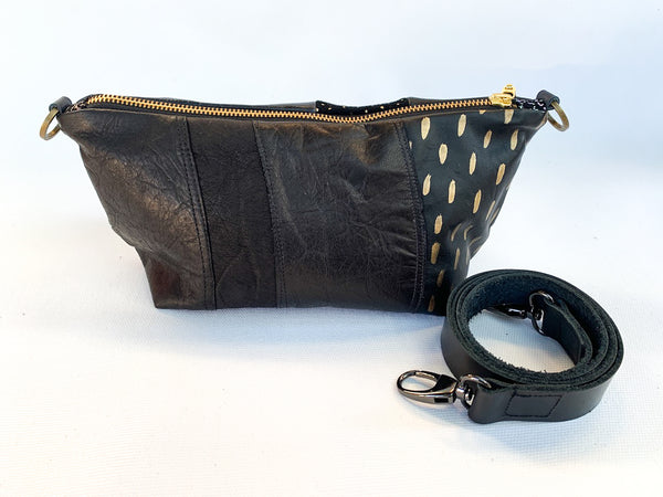 90s sleeve Black Re Purposed Leather Shoulder Bag