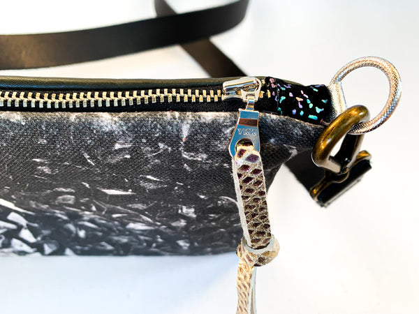 Glint Digital print and Leather Cross-Body Bag